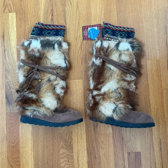Muk Luks Dark Brown Faux Fur Boots - Picture 3 of 5